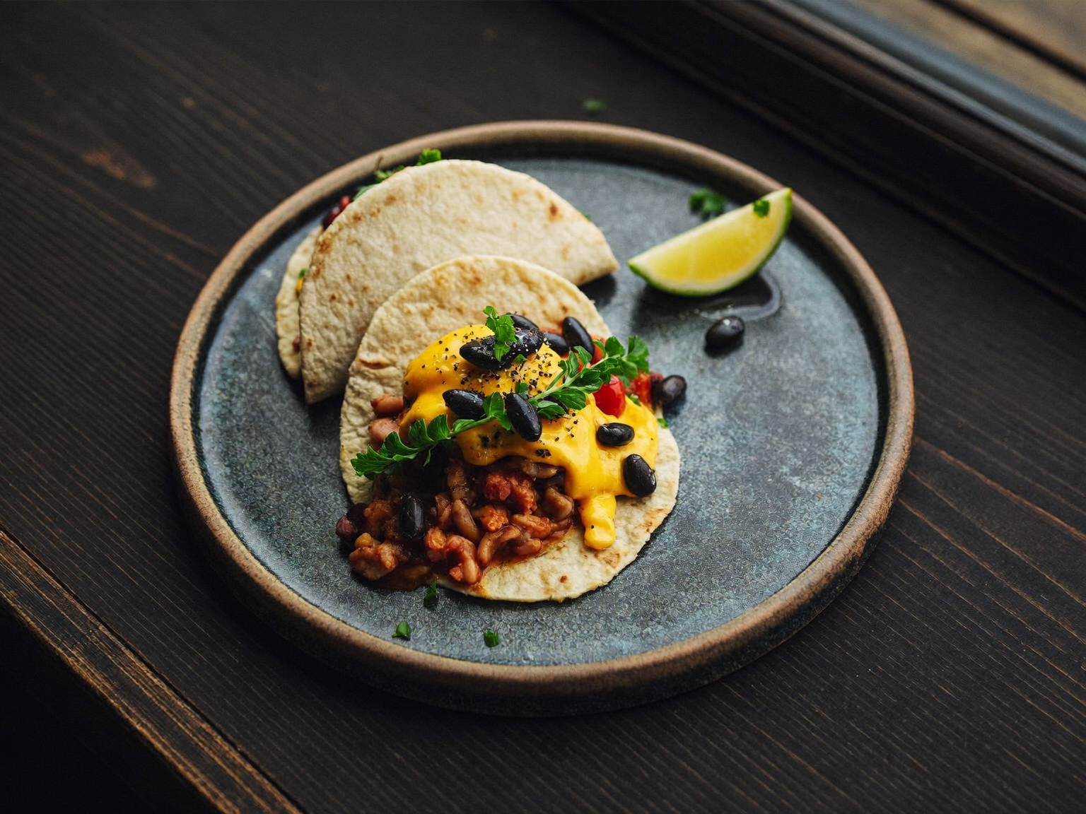 Migas Breakfast Tacos with Black Beans